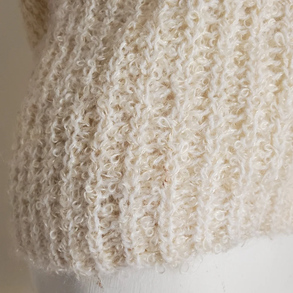 50s 60s Vintage Cream White Knit Cardigan Sweater - Picture 7 of 7